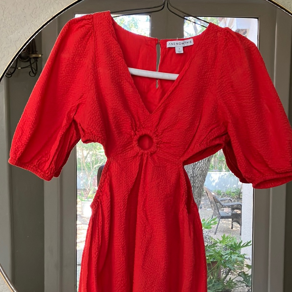 AND NOW THIS Red side cutout dress. Light weight 100% cotton. Great for summer